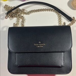 Kate Spade Black Crossbody Bag with Gold Chain